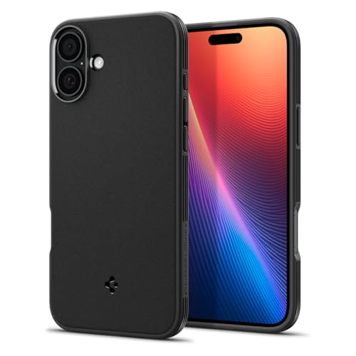 Spigen Essential Sand Blast Back Cover Case Compatible with iPhone 16 (TPU | Matte Black)- Best and cheap mobile covers in India