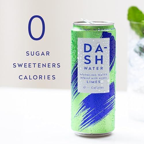 Dash Water Lime - 12 x Lime Flavoured Sparkling Spring Water - NO Sugar, NO Sweetener, NO Calories - Infused with Wonky Fruit (12 x 330ml cans)