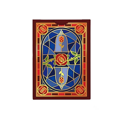 Image of Bicycle Disney Beauty and the Beast Playing Cards Belle Beast Collectible | Gold-foiled tuck case, Custom court cards with Belle Beast Mrs Potts and Lumiere, Enchanted rose back, Made in USA