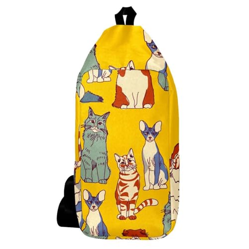Sac à dos à bandoulière motif chat 16x36.5cm pour randonnée