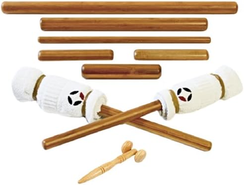 MassageByHeat Solid Bamboo Massage Stick Set with Face Roller - Pack of 8 Pieces