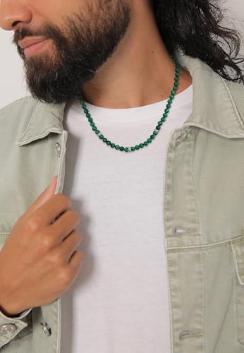 Collier malachite homme argent 925 Kuzzoi résistant ne ternit pas