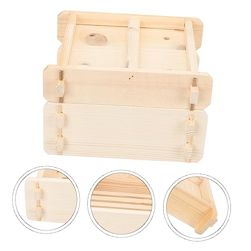 Hohopeti 1 Conjunto De De Madeira Quadrado Rack De Vapor De Madeira Cesta De Vapor Ferramentas De Fr