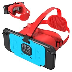 VR Headset für Nintendo Switch 2 (2025 neu), verstellbare HD-Objektive und bequemer Kopfgurt für SW2 Virtual Reality Brille, 3D-Brille für Switch 2 Zubehör (Blau Rot)