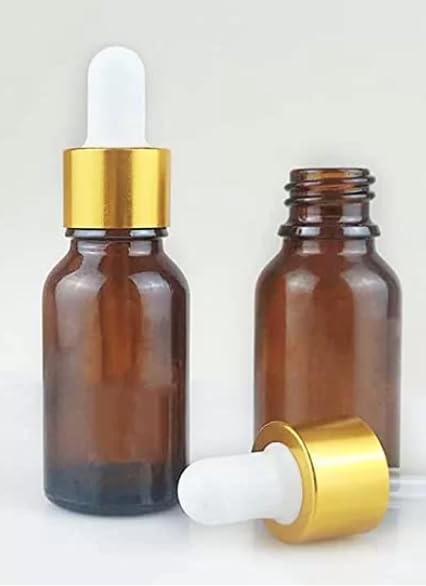 BihariBrothers® - 3Psc 10ml Glass Bottle with Dropper + Glass Pipette Golden Cap (Amber 10 ML) X 3 Psc-picture-29