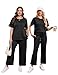 XIEERDUO Lounge Sets for Women Summer Fashion 2 Piece Travel Outfits Spring Loungewear Short Sleeve Tracksuits Airport Track Suits Wide Leg Sweatsuit Cruise Wear Vacation Clothes Clothing Black L