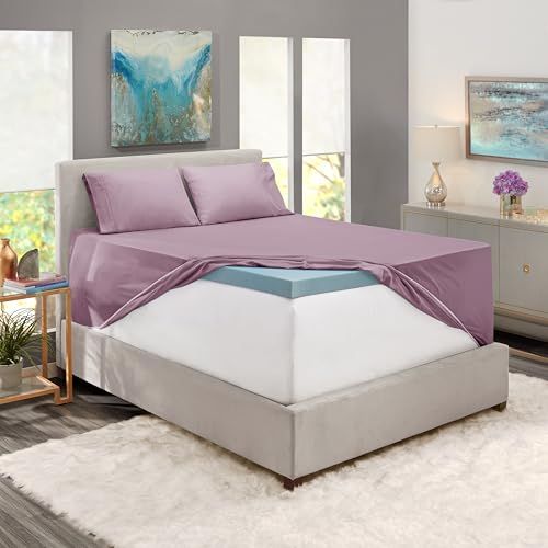 Image of Nestl King Size Sheet Set, 4 Piece Extra Deep Pocket (18-24 inches), Microfiber, Hotel Luxury, Soft, Breathable, Wrinkle-Free, Easy to Care, Dusty Purple