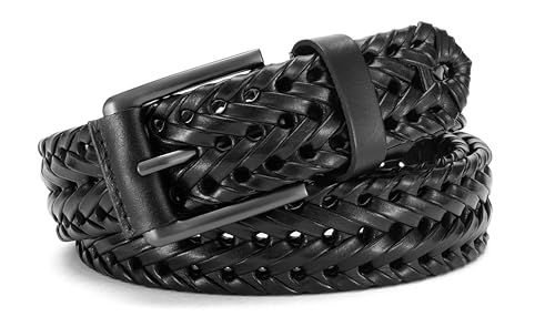 Image of CHAOREN Mens Braided Woven Leather Belt 35MM - Built to Last, Snug Fit | Fully Adjustable, Break-Resistant, Casual-Elegant Vibe, Versatile for Golf, Jeans & Dress, Gift Box