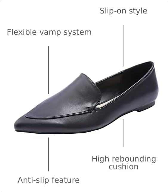 Image of FEVERSOLE Women's Loafer Flat Pointed Fashion Slip On Comfort Driving Office Shoes