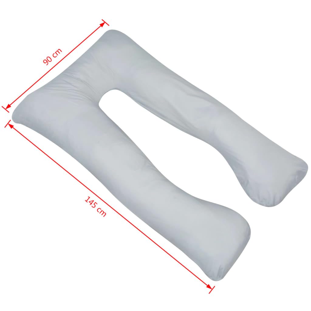Schwangerschaftskissen 90x145 cm Grau mit abnehmbarem Bezug, ergonomisches U-förmiges Stillkissen für Rücken- und Bauchstütze, atmungsaktiv, waschbar, ideal für Schwangerschaft und Stillzeit