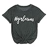 Girl-Mom-T-Shirt-for-Women-Mom-Shirts-Letter-Printing-Casual-Mama-Tee-Tops ASTANFY Women’s Girlmom Letter Printing T Shirt Casual Round Neck Vintage Tee Tops Dark Gray