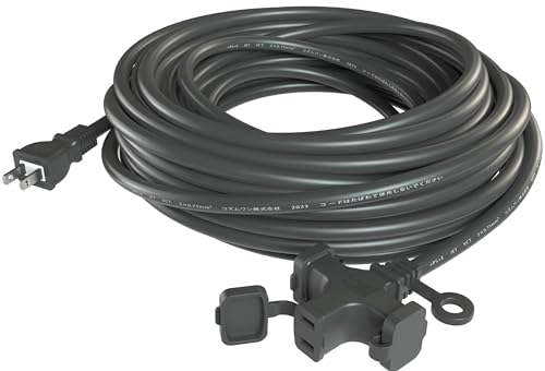 キモチ(Kimoc) 延長コード 10m 3個口 ブラック VCT高耐久 ソフトケーブル 125V 12A 耐トラッキングカバー付 作業用 防塵キャップ付 電源ケーブル 10メートル 耐寒耐熱 汎用 耐久 電動工具 配線 工事現場 汎用機器 屋外室内 生活防水