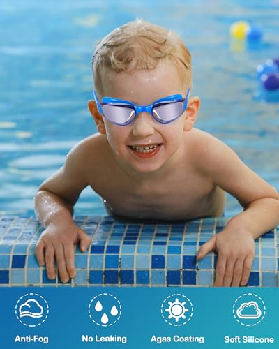 Image of Aegend Kids Swim Goggles, Pack of 2 Swimming Goggles for Children Boys & Girls Age 3-14