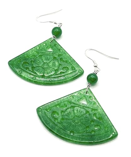 Boucles d'oreilles jade vert véritable et argent 925 de prestige - 8