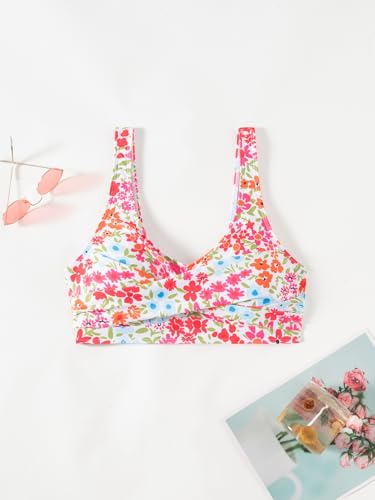 Image of Fanuerg Women's Twist Front Bikini Top V Neck Push Up Padded Swimsuit Top Bathing Suits