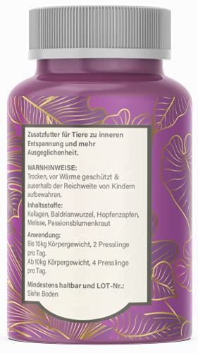 Adema Animal® - Calmidin Nahrungsergänzungsmittel zur Beruhigung für Tiere - Hochdosierte Baldrian Kapseln gegen Angst / innere Unruhe und Stress - Relax Kapsel für Hund und Katze - 60 Stk Presslinge