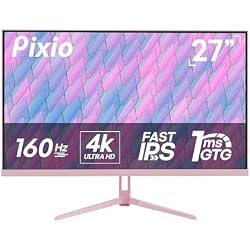 Pixio PX27U Wave Pink 27 inch 160Hz Refresh Rate 4K 3840x2160p Resolution Fast IPS Panel 1ms GTG Response Time Black Tilt Adjustable Gaming Monitor with Adaptive Sync