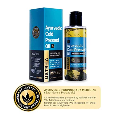 Ustraa Ayurvedic Cold Pressed Oil 200ml - Dermatologically Tested, With Moringa Oil & Curry Leaves, Has Anti-aging Properties,No Sulphate, No... - Image 2