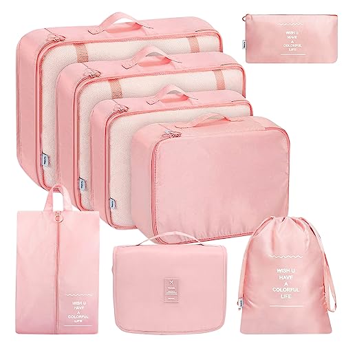 MURISE 8 Teilige Packing Cubes, Kleidertaschen, Koffer Organizer für Urlaub und Reisen,...
