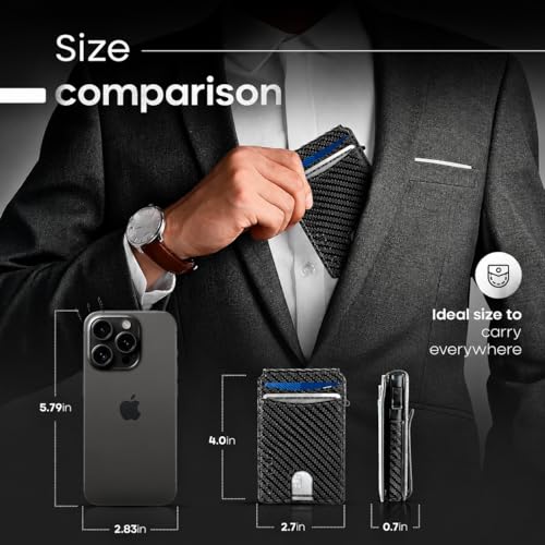 Image of Smart Wallet for Men with Tracker, Wallet Tracker Works with Apple Find My (iOS), No AirTag Needed, RFID Blocking Slim Wallet, Pop-Up Card Holder, Leather Money Clip, Not for Android.
