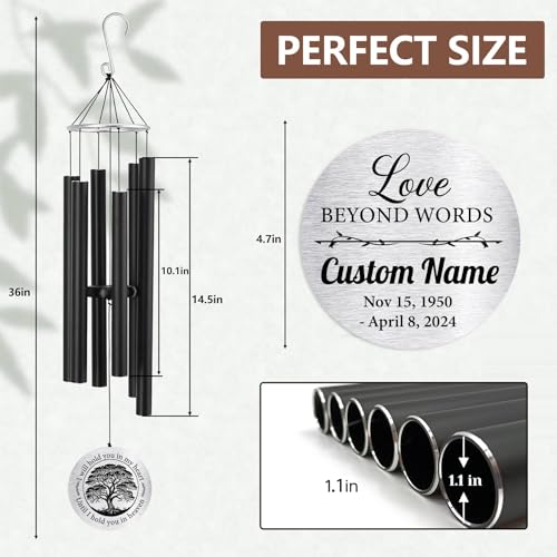 Image of ASTARIN Personalized 30 inch Bereavement Wind Chimes for Outside, Memorial Gift in Remembrance of a Loved One, Sympathy Gift for Loss of Mother Father Husband, Garden Patio Decor