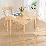 DELAVIN 29.5' Solid Wood Dining Table, Square Kitchen Desk, Modern Dining Table, Cafe Table for Living Room Dining Room, Easy Assembly, Natural