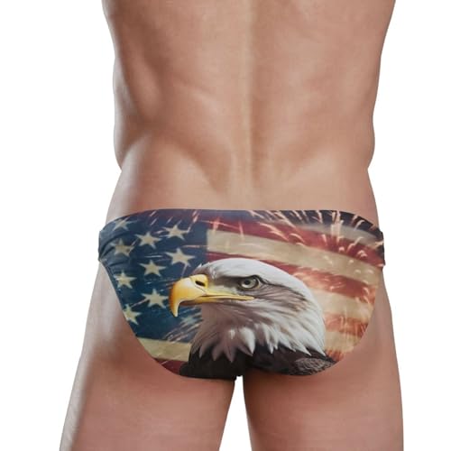 4th of July American Flag Eagle Men's Swimwear Sexy Bikini Solid Siwmming Briefs 208507403