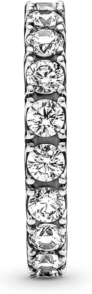 Miniatura 3 de PANDORA Anillo de eternidad brillante para mujer, plata de ley con circonita cúbica, Circonita, plata de ley, Zirconia cúbica