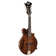 F-hole scroll top mandolin Solid mahogany top Solid maple back and sides Rosewood fingerboard with adjustable ebony bridge Nickel hardware