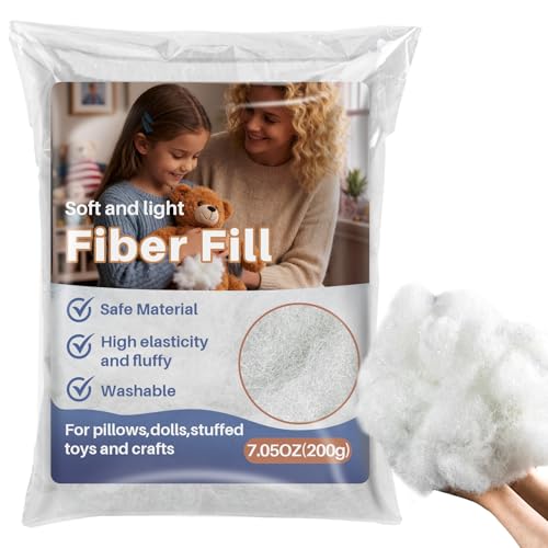 RAINFLOW Polyester Fiberfill Stuffing - 7.05oz Polyfill for Pillow Stuffing, Stuffed Animals and DIY...