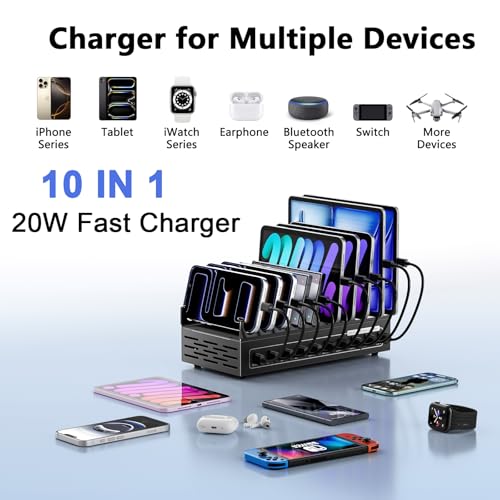 Estación de carga 200W con 10 puertos USB para móviles y tabletas 3