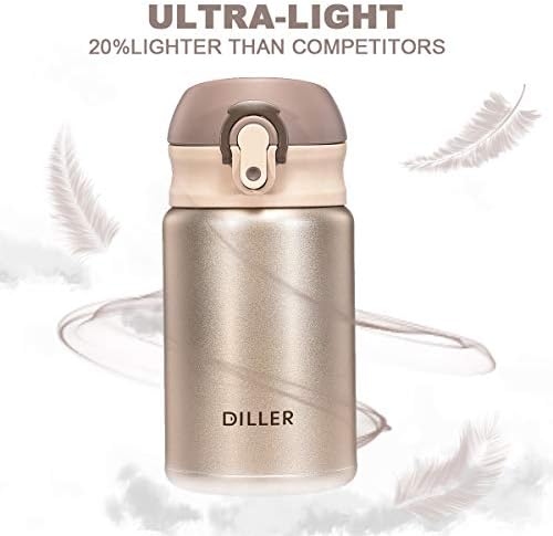 Water Bottle Bottles Flask Women Small Cute 300ml Stainless Steel Metal Insulated Thermal Cold Hot Drink Swater Bottle Sports Cold Vacuum 12 Hours Hot & 24 Hours H8717 (Gold, 300ml)