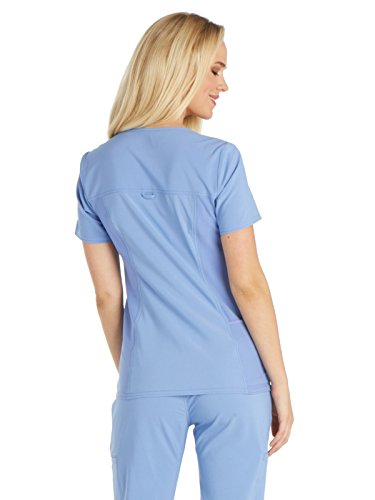 Cherokee Women's Iflex V-Neck Knit Panel Top, Ciel Blue, Large - Thumbnail 2