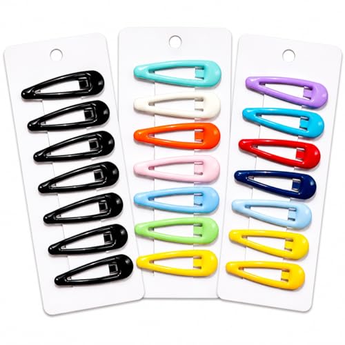 Image of Small Kids Tic Tac Hair Clips Set of 21 Multi Color Accessories | Girls & Toddlers Non-Slip, Cute Lightweight & Durable Metal Hairpins Stylish Baby Hair Clips (7 Black+14 Color)