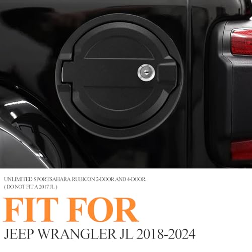 AOLIHAN Fuel Filler Door Gas Tank Cap Cover for Jeep Wrangler JL 2018-2023 Accessories Unlimited Rubicon Sahara 2 Door and 4 Ddoor Locking Gas Tank Door (Gas Cap Cover A)