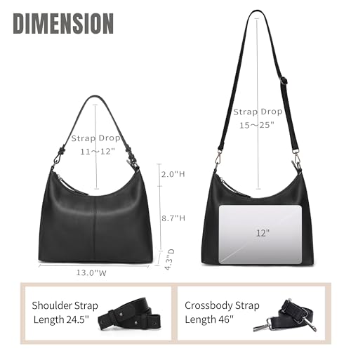Image of Hobo Bag for Women Genuine Leather Purses Work Casual Shouldler Bag with Two Adjustable Straps