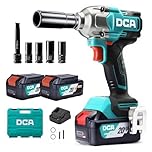 DCA 20V Brushless Impact Wrench Cordless, 682Nm Max Torque, 13mm Hog Ring Impact Gun, 2 * 4000mAh Li-ion Battery, 4 Modes, LED Light, Compact Design, Smart Loosen Function, ADPB520