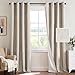 H.VERSAILTEX Window Treatment Grommet Linen Like Primitive 100% Blackout Curtains Waterproof Thermal Insulated Natural Curtains White Backing (2 Panels Set), W52 x L84- Inch