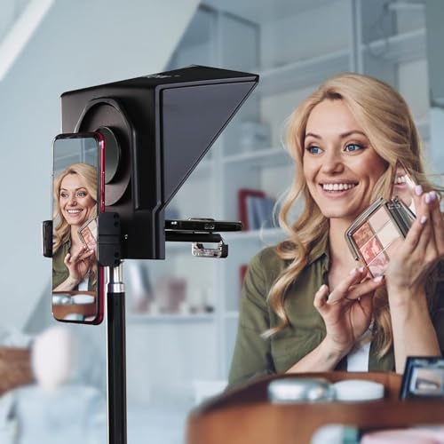 Image of T2 Teleprompter for iPad Tablet Smartphone up to 8 inch Beam Splitter Glass with Remote Control for DSLR Camera iPhone Video Recording