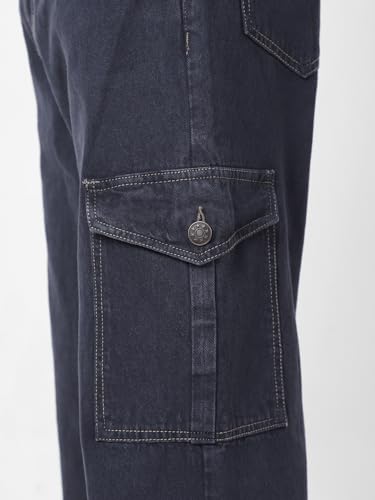 Image of Neostreak Men's Loose Baggy Fit Washed Cargo Jeans with 6 Pockets Non-Stretchable