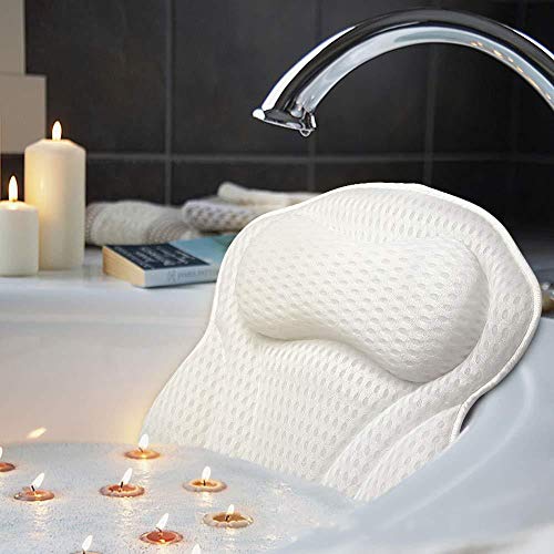 ATAI Bath Pillow Bathtub Pillows 4D Mesh for Tub Cushion Head,Neck,Shoulder with 6 Non-Slip Strong Suction Cups Home Bathing Relaxation