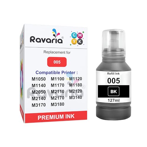 Image of 005 Black Ink for Epson M1050 M1100 M1120 M1140 M1170 M1180 M2050 M2110 M2120 M2140 M2170 M3140 M3170 M3180 (005 Black Ink 1 Pcs)