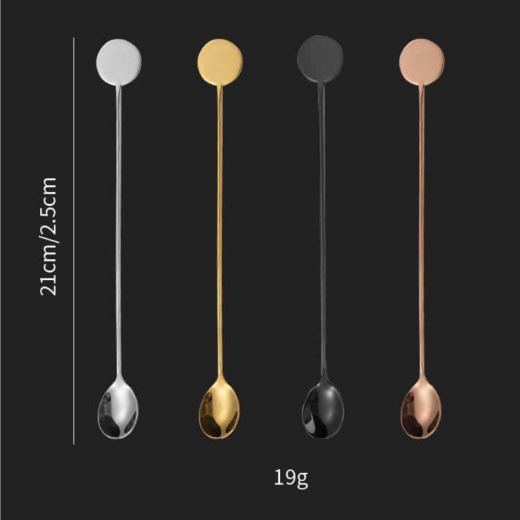 ONUIFIKE Silverware Set, 1/4/6/8 Pieces 304 Stainless Steel Stirring Spoon Coffee Spoon Extended Bar Spoon Bar Cocktail Mixing Spoon, Cutlery Flatware Set (Color : Silver, Size : 6Pcs)