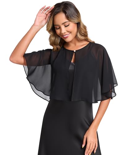 Women's Soft Chiffon Capelets Shawls and Wraps for Evening Wedding Cape Bole Cover Up3
