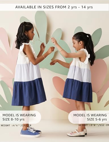 Image of Amazon Brand - Symbol Kids Knee Length Tiered A-Line Dress