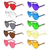 10 Pairs Heart Sunglasses Bulk One Piece Transparent Love Glasses Tinted Eyewear Candy Color Frameless Glasses Thick Slices for Valentines Party Favors