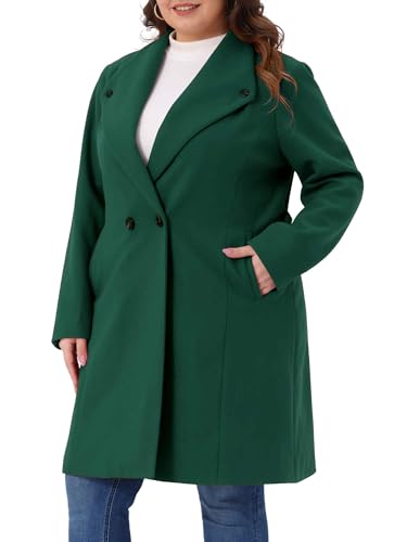 Image of Agnes Orinda Women Plus Size Lapel Double Breasted Belted Winter Coats