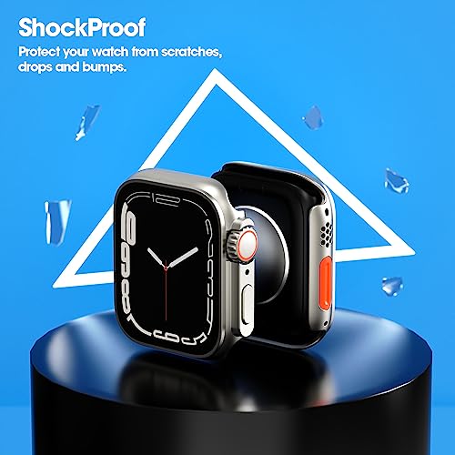Image of Sounce 45mm Silicone Protection Front Case Cover with Attached Screen Protector Scratch-Resistant Dustproof Touch Sensitivity Compatible for Apple Watch Series 8 7 6 5 4 3 2 1 SE (Silver)