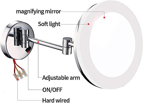 Miroir de maquillage LED mural extensible avec grossissement 7X
