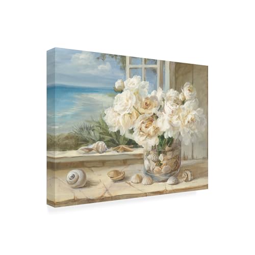 Wrapped Canvas Wall Art - Danhui NAI 'by The Sea Painting' Wall Art for Living Room, Bedroom, or Office Décor - 14x19